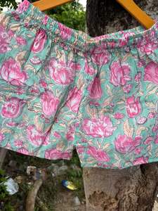 Short Jaipur en coton Hippie fait à la main Boho pour femmes vêtements de nuit à cordon floral avec poche tissu d'été Style bohème - Product Image 5