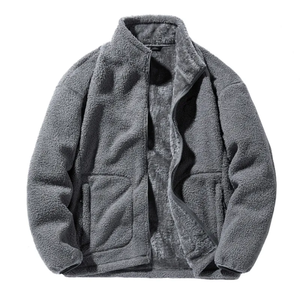 Blouson bombardier en velours côtelé uni mouton hiver Streetwear Style chaud sweat à capuche zippé épais décontracté personnalisé mode hommes doublure en laine - Product Image 1