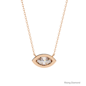1.0 Ct Marquise Cut Lab Grown Diamond Bezel Set Solitaire Pendentif/CVD Diamond Rose Gold Pendentif/Cadeau d'anniversaire pour elle - Product Image 3