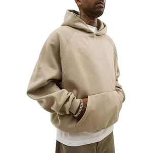 Lujo 400gsm Unisex Sudadera con capucha de peso pesado de algodón polar personalizado de gran tamaño verde recortada sudaderas con capucha para hombres sólido de alta calidad sólido - Product Image 3