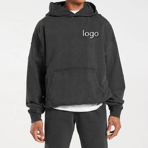 Sweat à capuche et pantalon de jogging noirs personnalisés Survêtement surdimensionné pour hommes Survêtements Pantalon de survêtement et sweat à capuche empilés personnalisés Ensemble pour hommes - Product Image 2