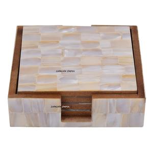 Posavasos hechos a mano de nácar, elegante posavasos con incrustaciones de conchas marinas para mesa de comedor, mesa de centro y decoración del hogar - Product Image 1