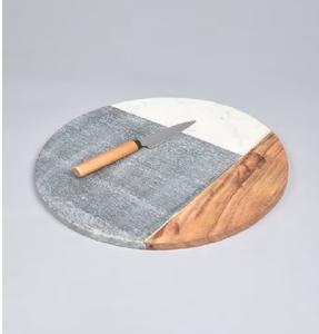 Tabla de quesos de mármol y madera, tabla de cortar con logotipo personalizado de forma cuadrada, rebanadora de queso de diseño maravilloso, última llegada - Product Image 2