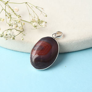 Colgante de piedras preciosas de jaspe rojo de Plata de Ley 925 - Product Image 2