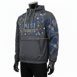 High Quality Nylon Windbreaker <b>Jacket</b> 110 GSM Glossy Black Embellished <b>Rhinestone</b> Custom Logo Embroidery <b>Jacket</b> for man - Product Image 3