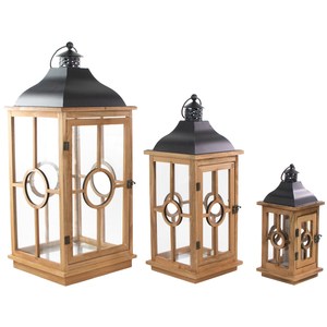 Natural Wood and Iron <b>Candle</b> <b>Lanterns</b> Brown Color for Indoor & <b>Outdoor</b> Decorative Hanging & Tabletop <b>Lantern</b> - Product Image 1