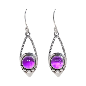 Prix usine direct violet améthyste pierre précieuse 925 en argent Sterling fait à la main goutte Dangle Designer boucle d'oreille cadeau pour elle - Product Image 1
