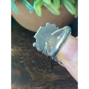 Navajo Handmade Fine Jewelry Kingman Turquoise & Sterling <b>Silver</b> <b>Statement</b> <b>Ring</b> Size 7 for Everyday Wear - Product Image 5