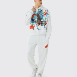 Survêtement imprimé personnalisé Survêtement Survêtement Formation Hommes 100% coton Deux Pièces Ensemble Survêtement Jogging Costume pour Hommes 2025 - Product Image 1