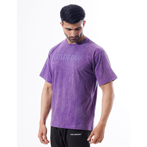 Haute Performance Gym 100% coton t-shirt Stock hommes à manches courtes Compression entraînement séchage rapide Polyester Spandex élasthanne Fit - Product Image 2