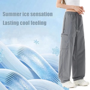 Randonnée femmes pantalon taille élastique pantalon imperméable poches zippées Sport pantalon hommes coupe-vent extérieur Cargo pantalon pêche pantalon - Product Image 2