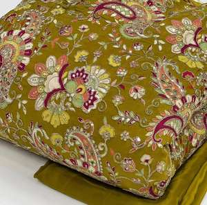 Premium Natural Crepe Big Kerry Design Fabric Heavily Embroidered Dyed Eco-Friendly Quick-Dry Breathable Fashion Apparel Bag - Product Image 2