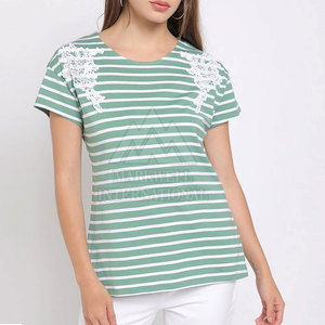 เสื้อยืดแขนสั้นเข้ารูปสีพื้นเสื้อยืดสำหรับผู้หญิงสั่งทำ - Product Image 4