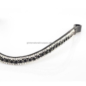 Iwh-banda de cejas de caballo con forma de onda, banda de cadena ostentosa con cristales de 3 filas, color negro - Product Image 3