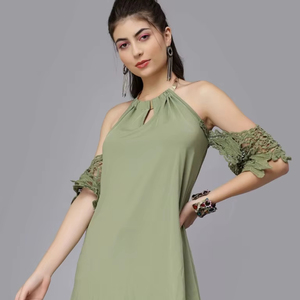 Robe en coton indien faite à la main élégante courte Mini vêtements d'été doux personnalisé cadeau de mariage de mariée 100% coton - Product Image 1