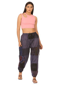 Pantalon sarouel en coton taille libre pour femmes haut confortable imprimé Boho Satin élastique Logo Yoga Joggers Baggy respirant hiver - Product Image 3