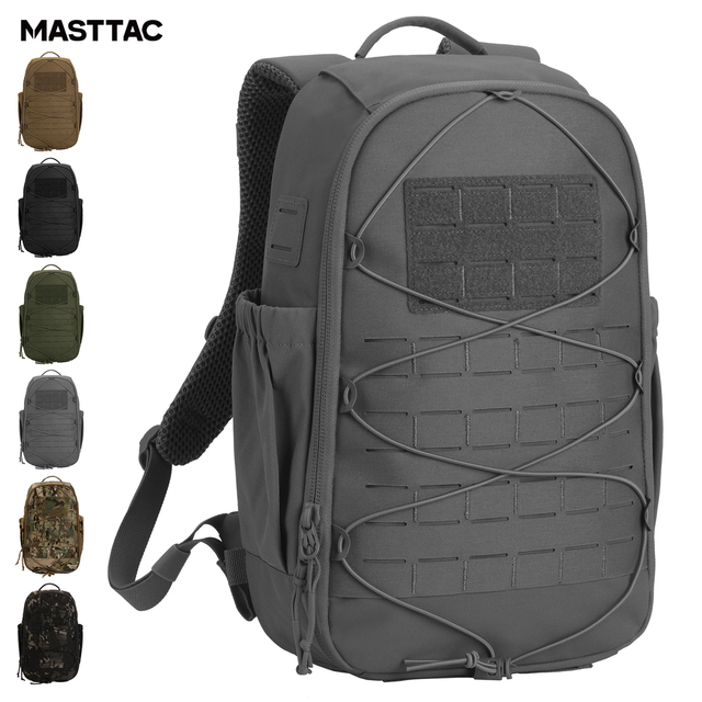 MASTTAC 500D Nylon Waterproof High Quality Lightweight 15L Outdoor Sport Tactical Backpack Laser Cut Molle Camouflage Hiking