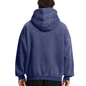 Best Quality <b>Heavy</b> <b>Duty</b> Unique Design Solid Winter Acid Wash Zip-Up 100% Cotton Fleece Men's Hoodie - Product Image 2