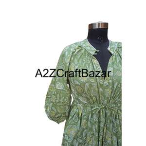 Robe midi florale vintage Himanshi faite à la main, manches longues, blocs de couleur, coton respirant, coupe ample, décontractée, pour tous les jours - Product Image 4