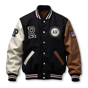 Chaqueta Bomber de Cuero y Lana de Primera Calidad, Unisex, Personalizable, con Costuras de Alta Calidad, Sensación Suave, Camuflaje - Product Image 4