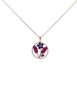 Collier pour femme JM Jewelry en laiton plaqué or 22 carats, fleur de lavande chrétienne Feng Shui, paix, guérison, bénédiction spirituelle