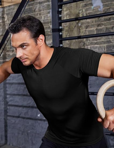 Vente en gros de vêtements de sport de haute qualité T-shirt de sport à manches courtes et coupe ajustée pour hommes Nouveaux t-shirts de sport pour hommes Logo personnalisé - Product Image 3