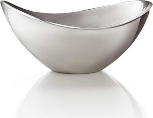 High Demanding Footed Serving Silver Bowl Stainless Steel & <b>embossed</b> For Dry Fruits Chocolate Dates Candy Chips Snacks Parties - Product Image 1