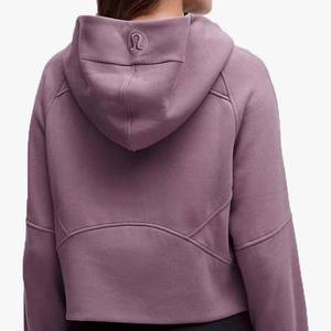 Custom Plain Dyed New High <b>Zip</b> <b>Up</b> <b>Hoodie</b> for Women Vintage Look Oversized Polyester Cotton Casual Winter - Product Image 6