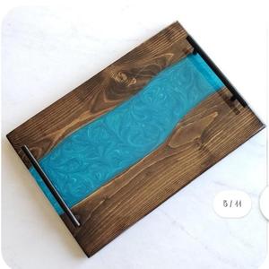 Tablero de charcutería de resina de madera personalizado para cocina y hotel de regalo de compromiso hecho a mano con forma cuadrada de alta calidad azul - Product Image 4