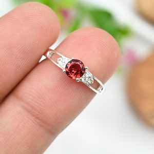 Belle bague de fiançailles fantastique grenat Cz en argent sterling 925 bijoux minimalistes fins bagues de cadeau d'anniversaire de mariage pour elle - Product Image 4