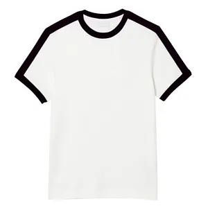 Contrast Shoulder Blank Design Good Quality Cotton/Polyester Fabric Knitted Garments Manufacture Solid White Color Men's T Shirt