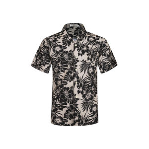 Newest Custom 100% Cotton Poplin Short Sleeve Hawaiian <b>Shirt</b> Men Casual Print <b>Collarless</b> Breathable Anti-Wrinkle Quick Dry - Product Image 3