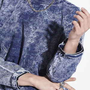 Conjunto de Pantalones y Chaqueta Vaqueros con Lavado Ácido y Pedrería Personalizados por el Fabricante, Ropa Urbana Unisex con Bordado para Hombre - Product Image 5