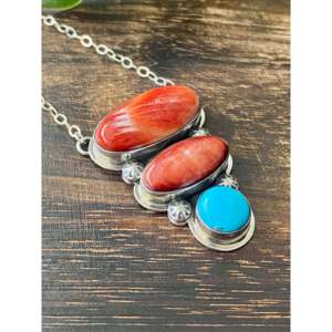 Collier en argent sterling Tony Yazzie Sleeping Beauty Turquoise & Spiny Oys pour occasions spéciales - Product Image 3