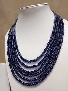 Collier en saphir bleu naturel, perles rondes lisses, véritable pierre précieuse en saphir, bijoux faits à la main - Product Image 5