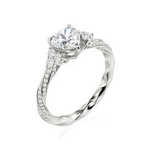Jeulia Custom Twisted Heart Engagement <b>Ring</b> with Side Diamond - Product Image 2