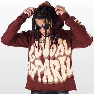 High Quality Cut and Sew <b>Pink</b> <b>Hoodie</b> Streetwear Cotton Heavyweight Oversized French Terry Cropped - Product Image 4