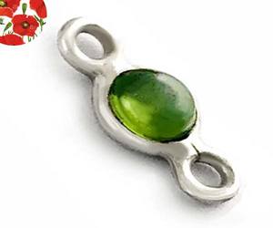 Vente en gros de tourmaline verte Connecteur de pendentif à lunette ronde de 4mm Bijoux en argent sterling 925 plaqué or pour la Saint-Valentin - Product Image 1