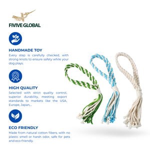 Durable Cotton Loop Rope <b>Dog</b> <b>Toy</b>, Comfortable Hand Loop Design Helps Improve <b>Interactive</b> Play, Jaw Strength And Stress Relief - Product Image 4