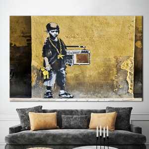 Impression sur toile Urban Street : Décoration murale musicale Banksy, 1P : Prêt à accrocher - Product Image 1
