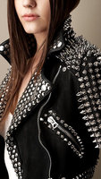 Veste en cuir de grande taille pour femmes, Punk clouté noir printemps nouveaux Rivets lavé PU Biker Rock Fashion Coat