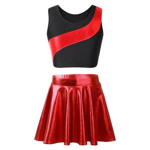 Factory Price Girls Cheerleading Uniform Outfit Custom Logo Sleeveless Top with Pleated Skirt for Youth School Sports Teams - Product Image 3