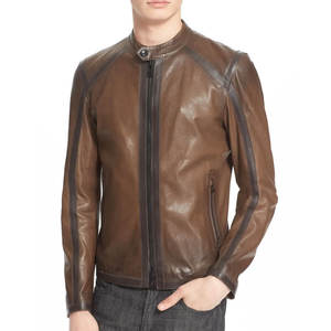 แจ็กเก็ตหนังผู้ชายแบบแห้งเร็วสำหรับฤดูใบไม้ร่วงและฤดูหนาวโลโก้ด้านหน้าลายตัวอักษร - Product Image 2