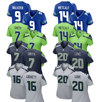 Jersey Pria Seattle Kaos Sepak Bola Amerika Kustom Logo Cetak Transfer Panas Seragam Olahraga Ukuran Besar Pendek Bernapas