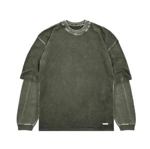 Plus Size Custom Oversized Streetwear Distressed Full Print Graphic <b>Raglan</b> <b>Sleeves</b> Double Layer <b>Long</b> <b>Sleeve</b> <b>T</b> <b>Shirt</b> For Men - Product Image 2