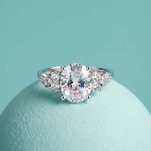 Jeulia Sterling <b>Silver</b> Oval Cut Moissanite Engagement <b>Ring</b> Fashionable <b>Solitaire</b> Inlay - Product Image 4