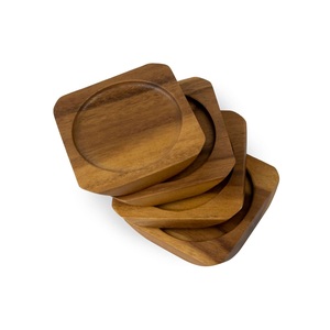 Round Shape Natural Wooden Coasters With BrownColor Kitchenware Tea and Coffee Serving Coaster With Holders - Product Image 4