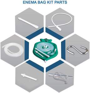 HealthAndYoga NaturoFlo Rubber Enema Bag Kit Green Grade Bag with <b>Hose</b> Clamp Nozzles Doubles as Hot Water Bottle - Product Image 1