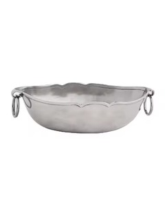 Bol à salade en métal de style vintage avec poignée finie argentée Ustensiles de cuisine biodégradables pour la maison Hôtel Utilisation Nourriture Dîner Bol de service - Product Image 1