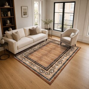 Tapis de salon en chenille antidérapant, imprimé numériquement, motif médaillon traditionnel rouge bordeaux, lavable en machine, vente en gros RUGS DEPOT LXDP-0077 - Product Image 2